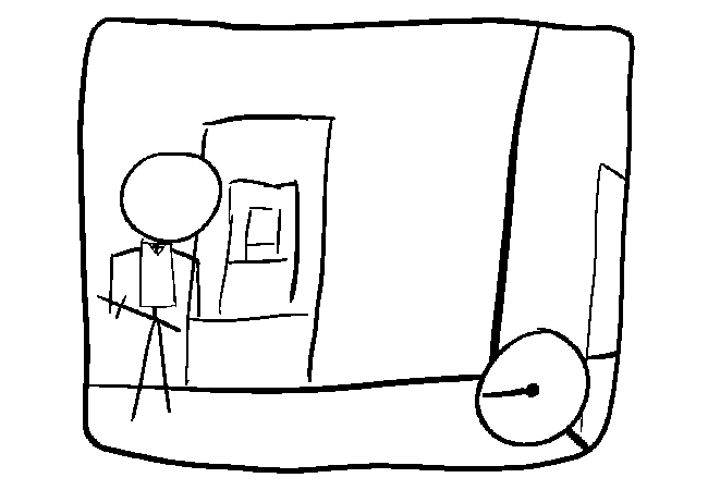 Stick Figure standing in a room.