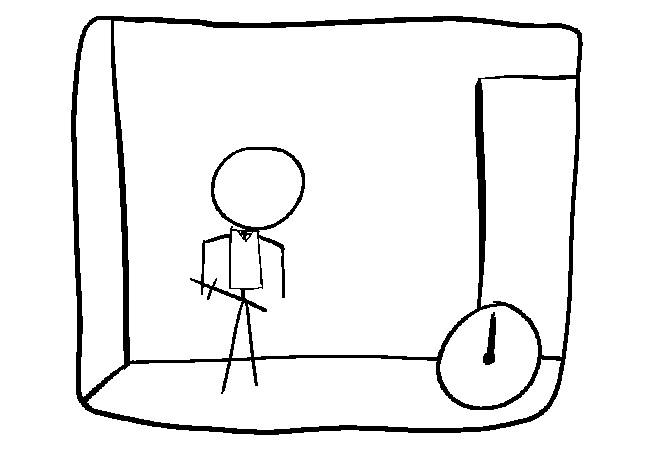 Stick figure standing in A14.