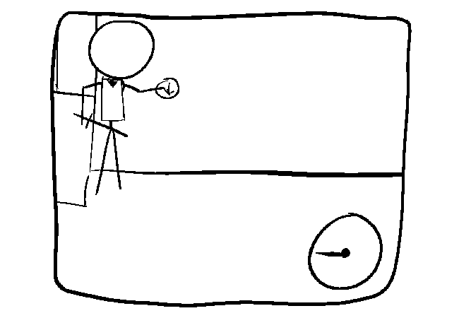 The button being pushed.