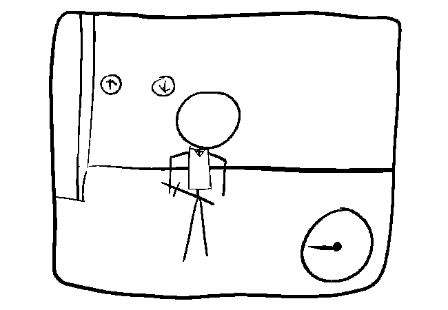 Stick figure back to awkwardly idling in the middle of the room.
