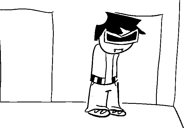 VisorDweeb moving down the hallway, revealing the wall at the end of it to our perspective.