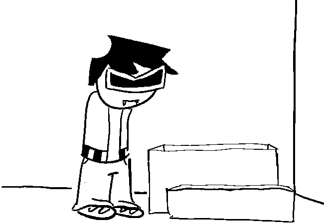 VisorDweeb standing next to the open chest.