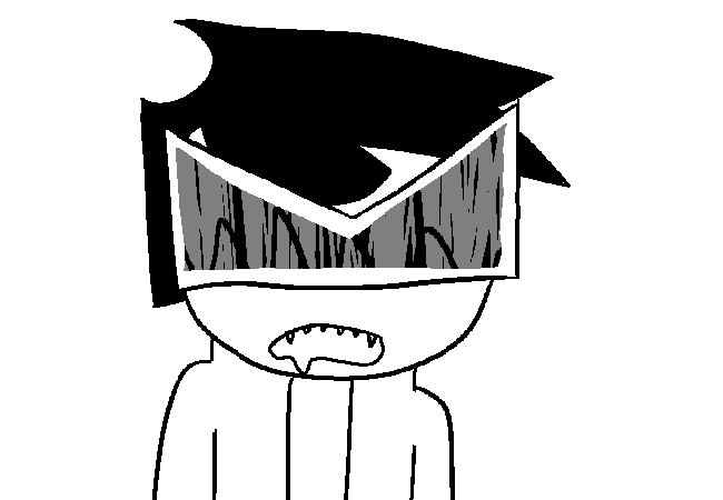 VisorDweeb being overwhelmed by the flashy light of the screen.
