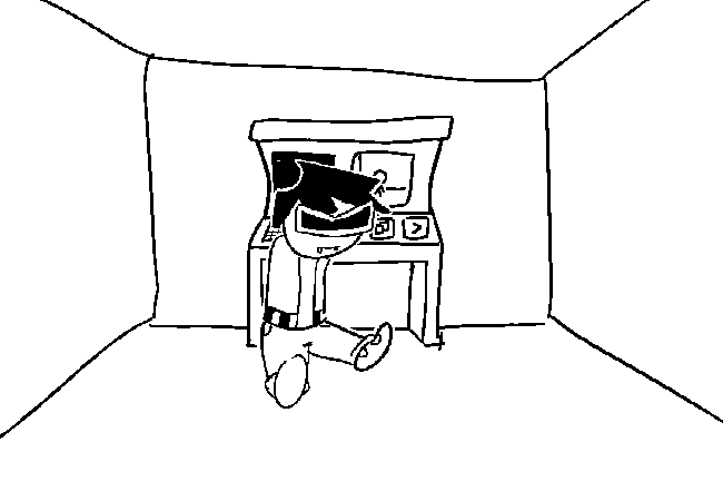 VisorDweeb wakes up on the floor. Fun Non-Canon Fact: this is the first png panel since the 41st panel. crazy.