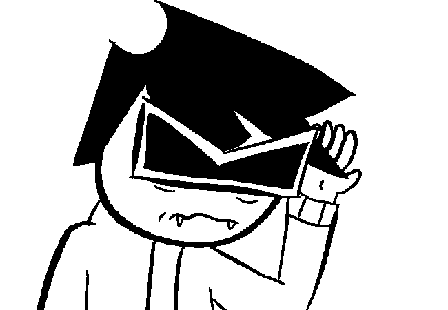 VisorDweeb looking rather queasy, holding a left hand up to the head for support.