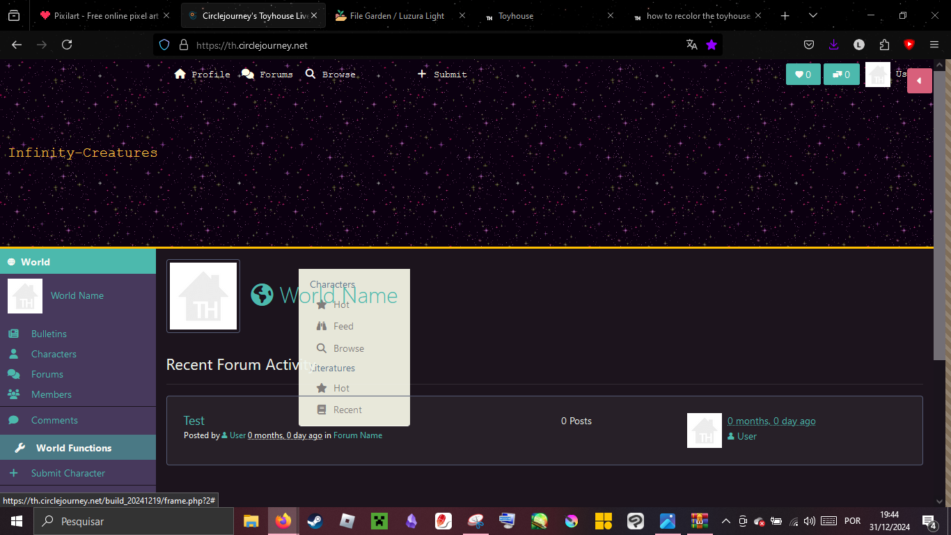 Custom header help (CSS) on Toyhouse