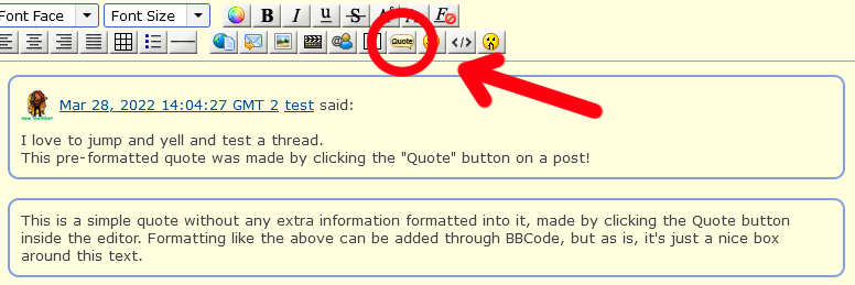 the editor quote button and two types of quotes