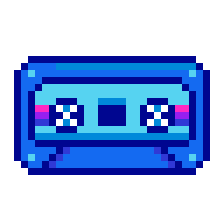 pixel art of a blue cassette