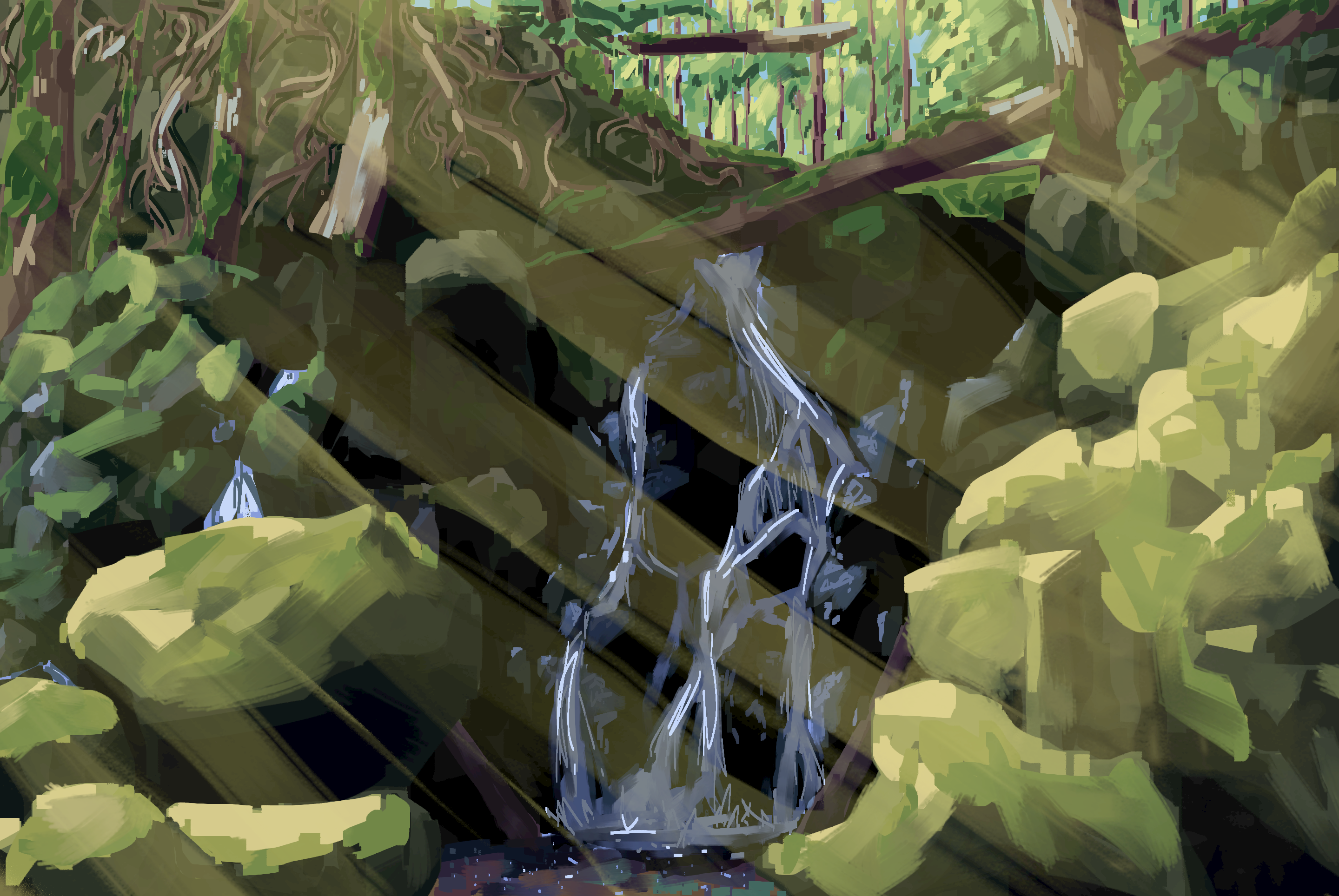 waterfall nestled in some rocks
