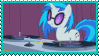 GIF of Vinyl Scratch, a character from My Little Pony, nodding to some tunes.