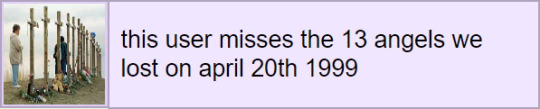 this user misses the 13 angels we lost on april 20th 1999