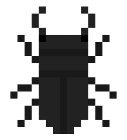 black pixel art of stag beetle