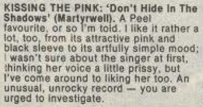 A review of Don't Hide In The Shadows, text is transcribed below.