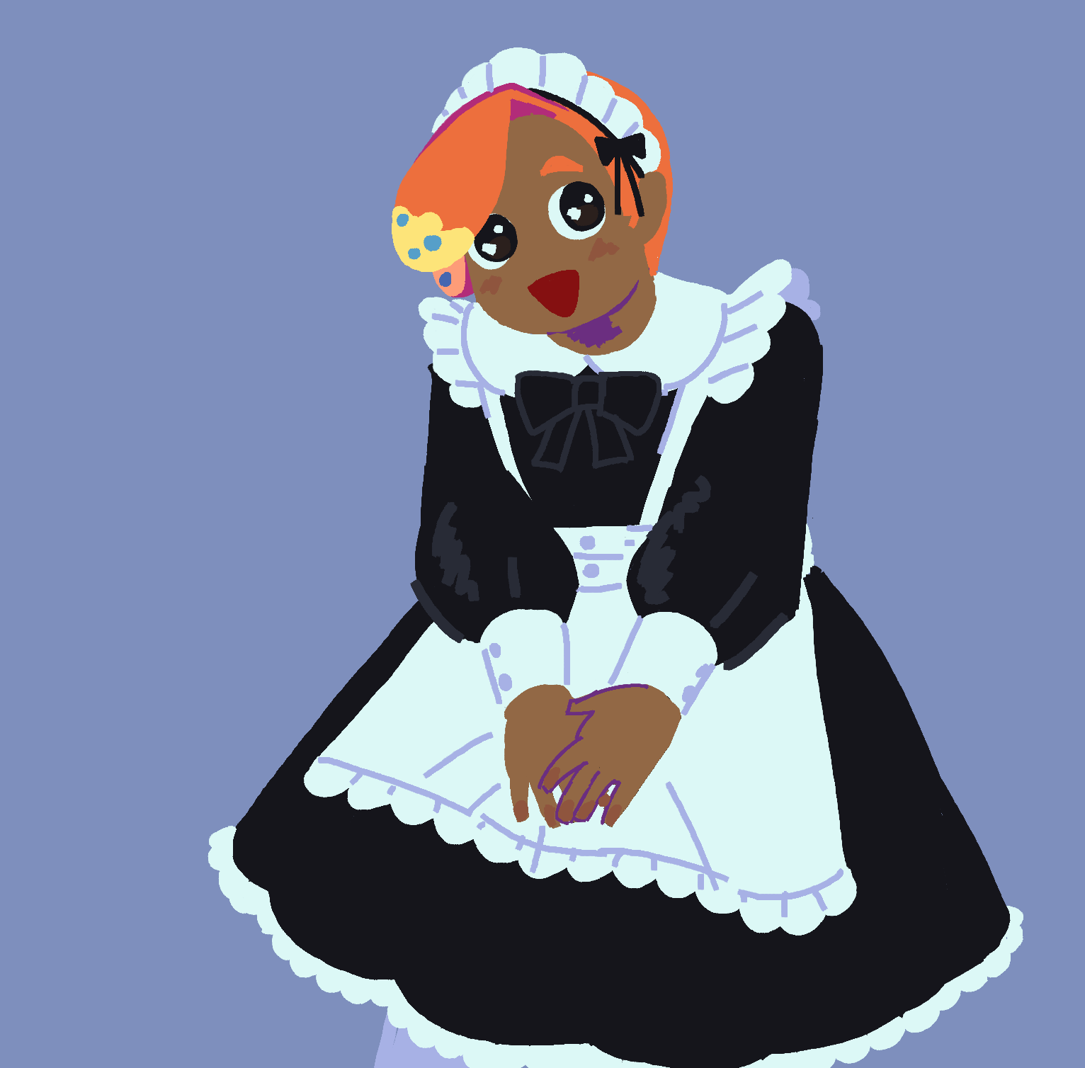 Goby dressed in a maid uniform