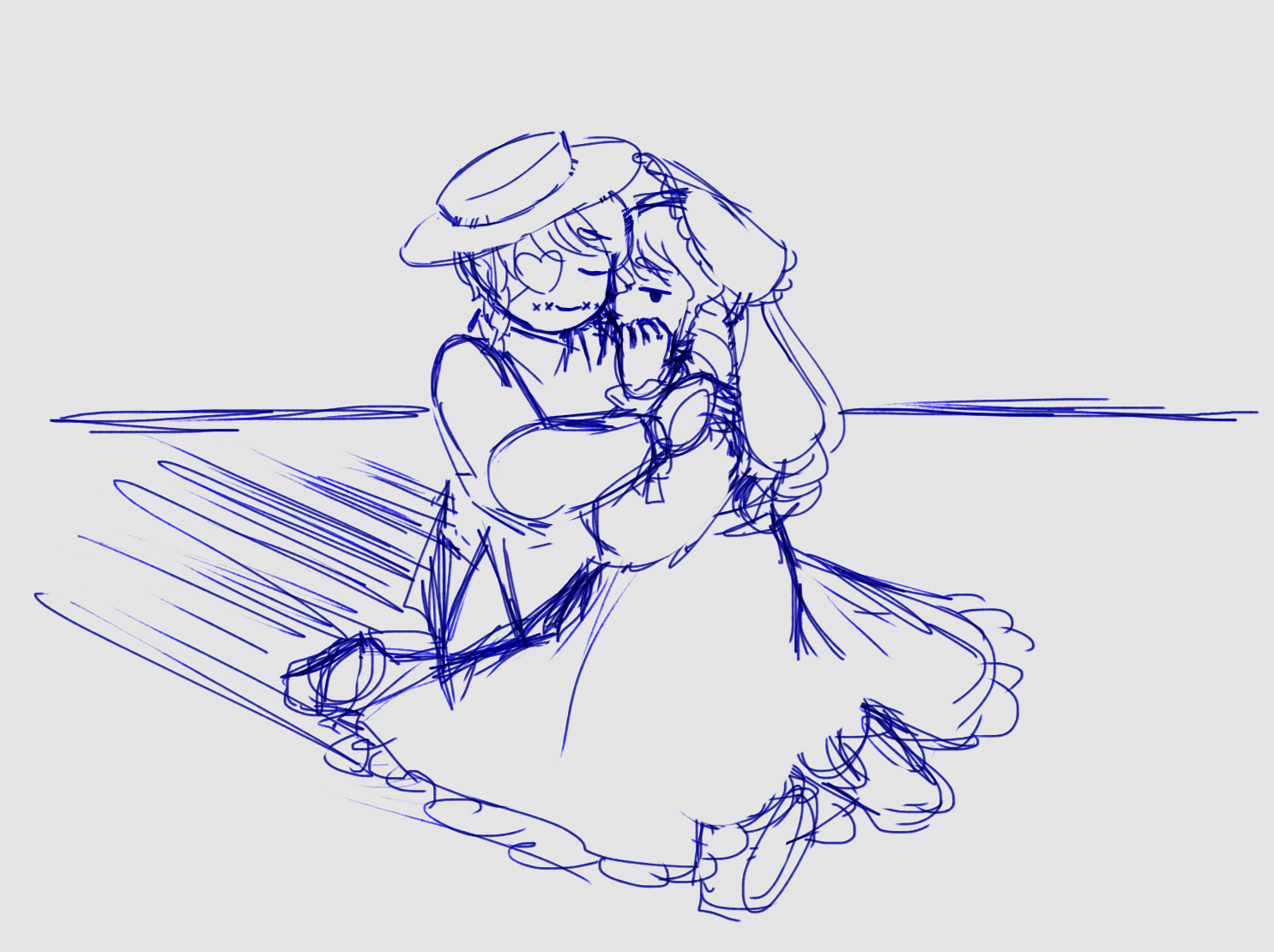 Doodle of Spyros hugging Adeola