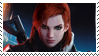 A digital stamp with the box art of Jane Shepard in Mass Effect 3.