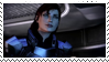 A digital stamp with a screenshot of Jane Shepard in Mass Effect 3.
