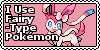 A stamp featuring the Pokemon Sylveon that says 'I use Fairy-type Pokemon'