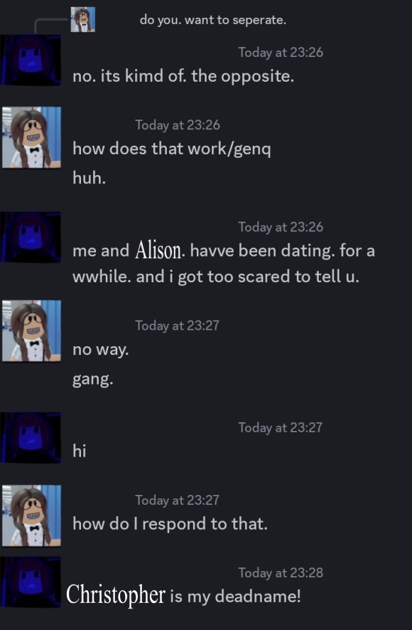 not my experience, exoomf's experience but i was involved in this IM NOT A CHEATER