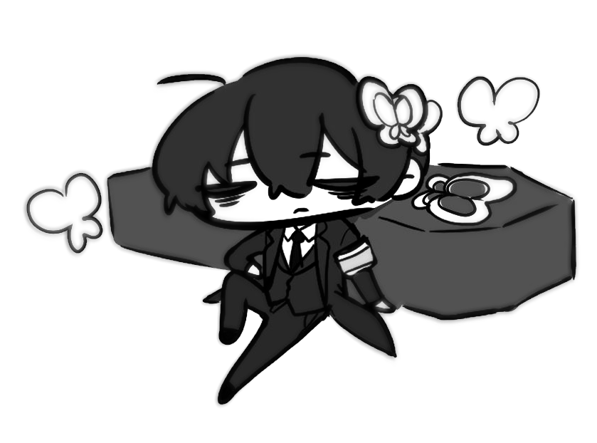 art in the background by baihuahua5441. chibi by zero_letter