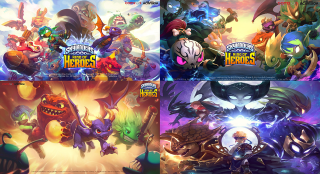 A collage of various pieces of official art from Skylanders Ring of Heroes.