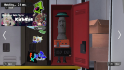 splatoon 3 locker that has a moai with a makeshift body