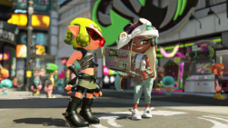 my splatoon 2 inkling and marina ida posing at an angle