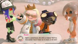 pearl saying something about agent 8 and marina looking at her with admiration