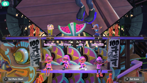 4 splatoon beach team players side by side