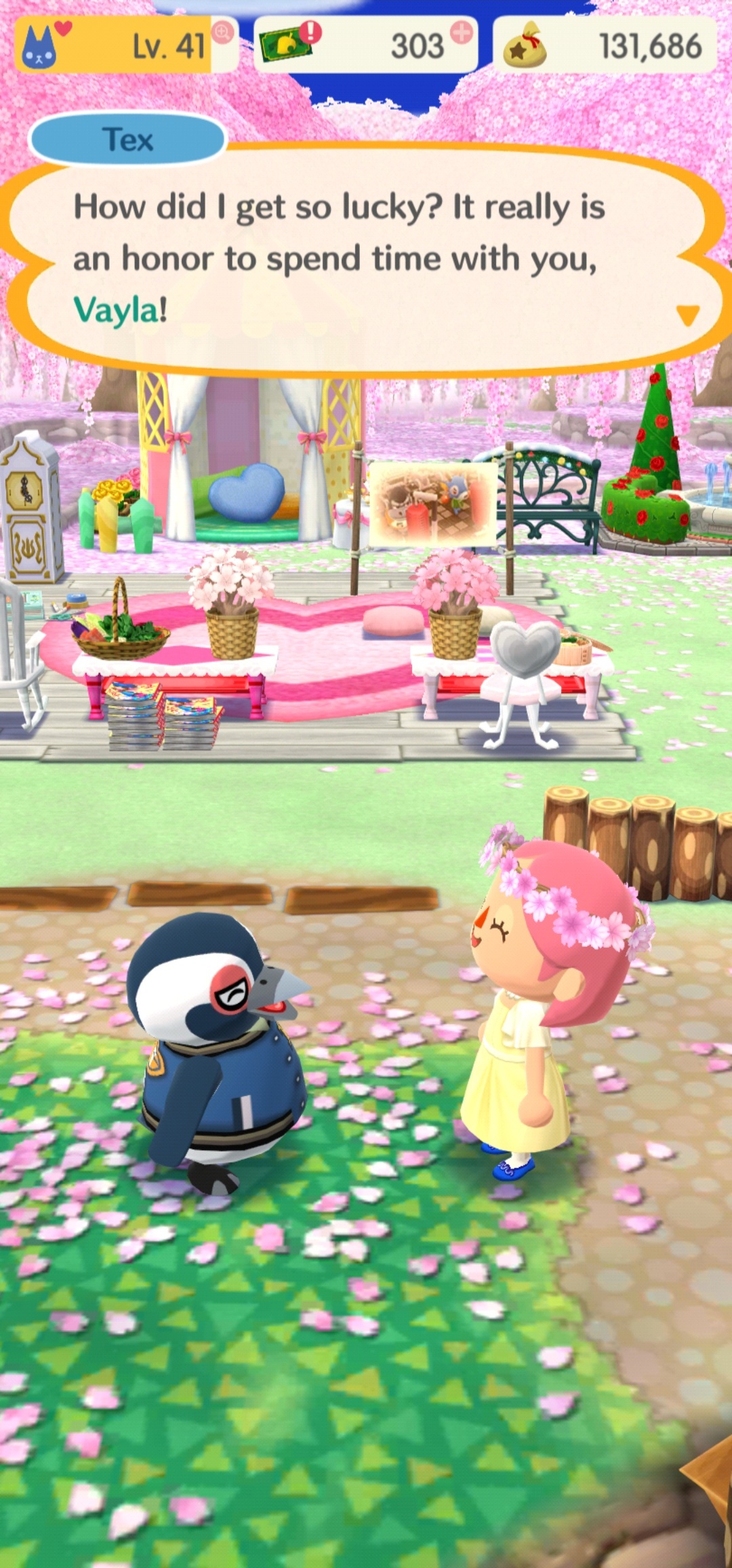 Tex says that he's lucky and that it's an honor to spend time with Vayla.