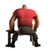 a gif of Heavy from Team Fortress 2 twerking while leaning against a table