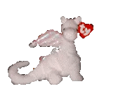 a gif of a Ty Beanie Baby dragon plushie dancing by bobbing its head back and forth