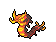 A small pixel art sprite of Centiskorch, a firey centipede Pokemon