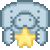 a pixel art gif of a manatee holding a yellow star while bobbing up and down