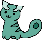 a drawn image of a teal cat with white cursors for ears