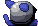 an animated pixel gif of the blue blob thing, back with cat features, facing away from the viewer and twitching its tail angrily