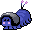 more pixel art of the same creature, but shaped into a caterpillar with pink tufted spikes on its rear