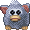 pixel art of a grey Hoodypet, a furby-like toy