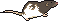 pixel art of a white and brown rat, facing right