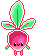 a pixel art gif of an anthropromorphic radish, bobbing up and down idlely