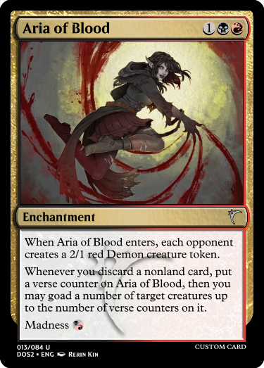 A fake Magic: The Gathering card called Aria of Blood