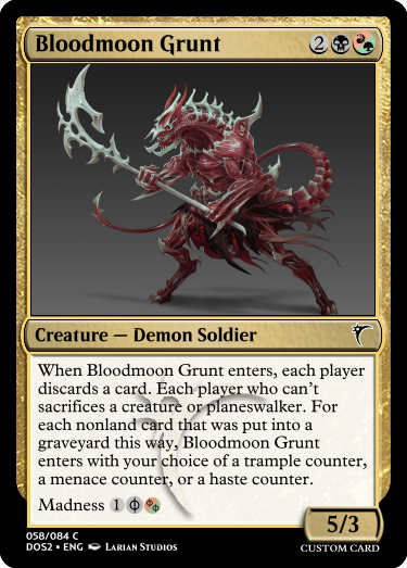 A fake Magic: The Gathering card called Bloodmoon Grunt