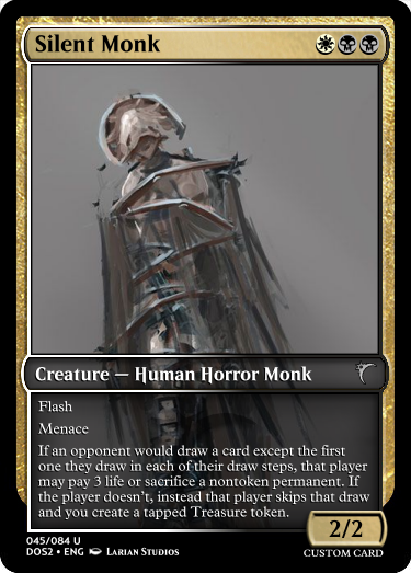 A fake Magic: The Gathering card called Silent Monk, details below