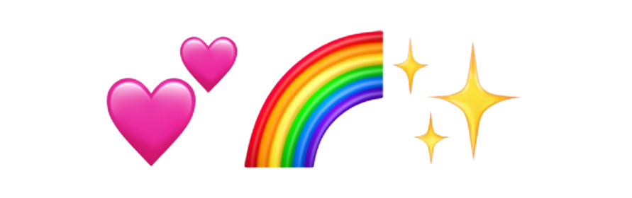 heart, rainbow and sparkle emoji