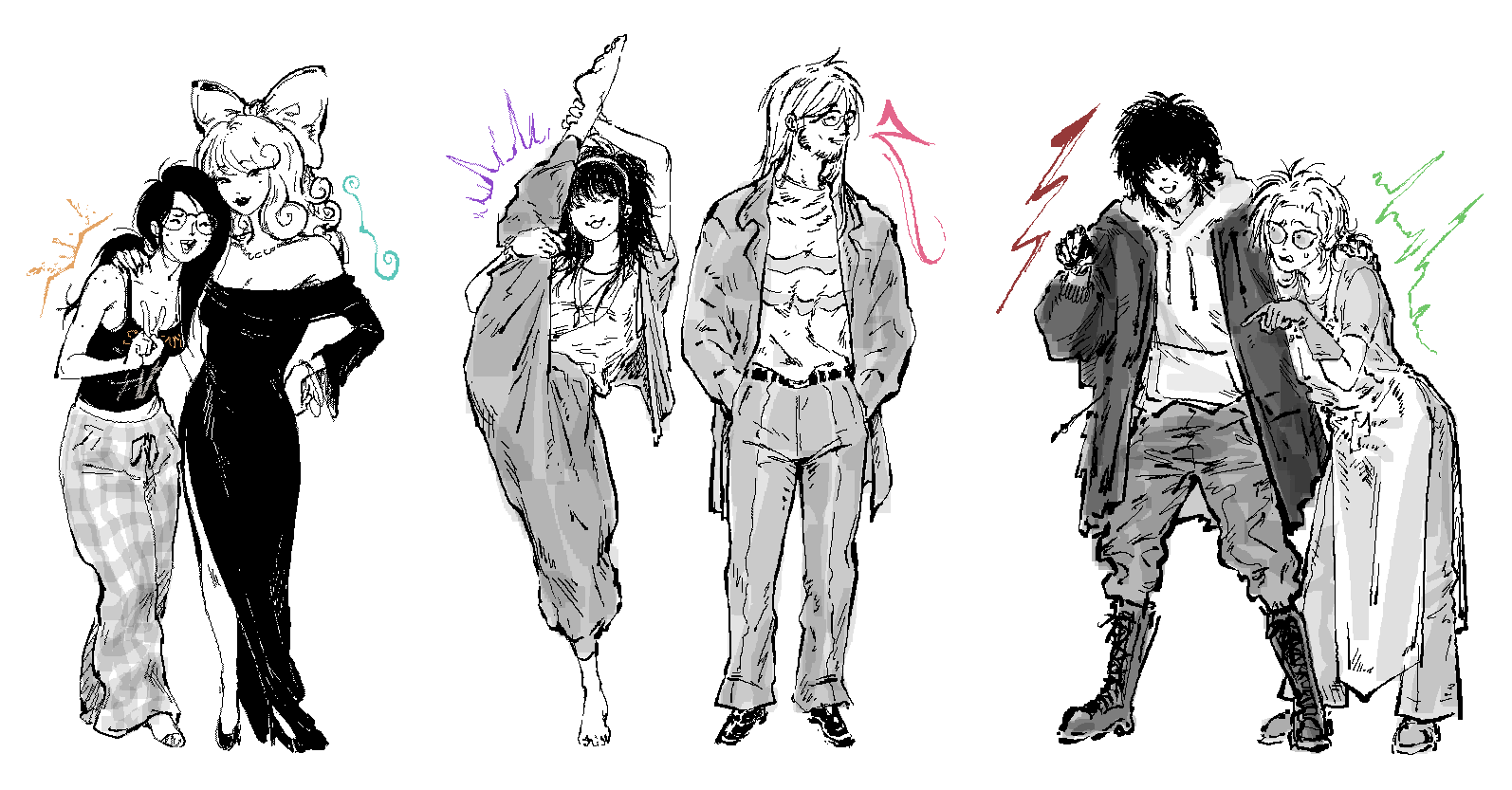 A lineup of all the SBURB.exe main characters, reinterpreted as guardians.