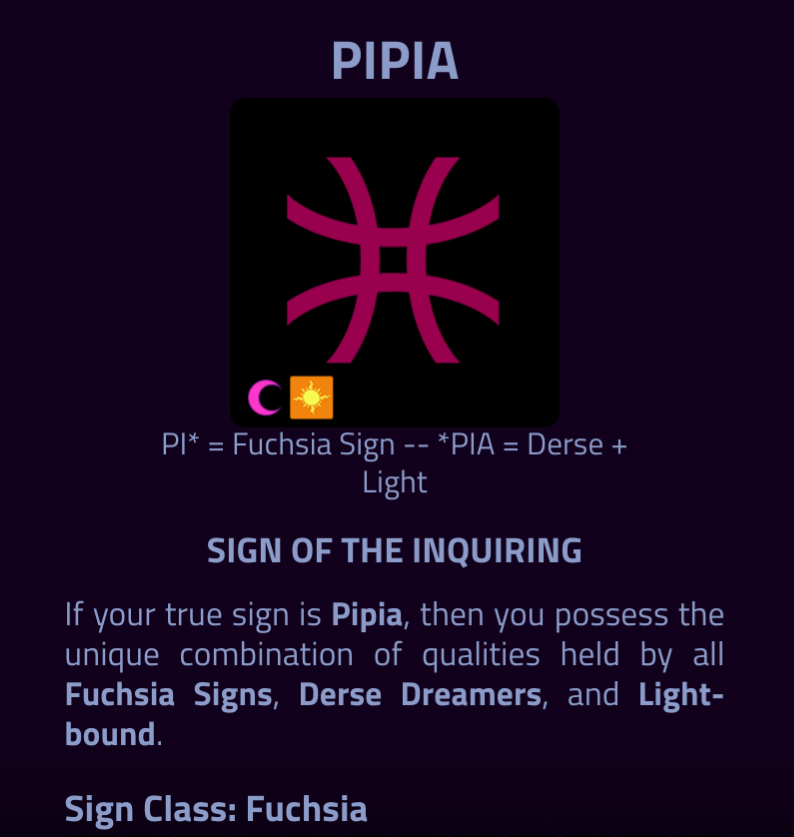 Pipia, the sign for a derse-bound, light-bound Fuchsiablood. It resembles a tic-tac-toe board