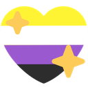 Heart-shaped non-binary pride flag emoji