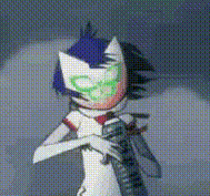 noodle from gorillaz in the music video for "Broken", playing her instrument
