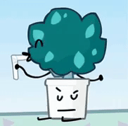 bush in a pot from animatic battle, the former of whom is slurping a bottle of unknown juice before putting it away awkwardly