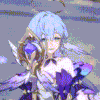 a low quality gif of robin from honkai star rail dancing